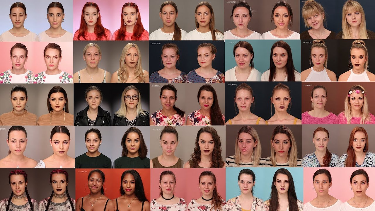 39 different women 39 different makeup looks - Before & after makeup transformations