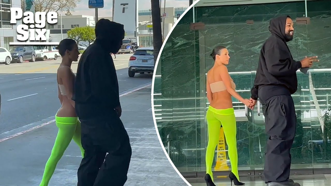 Bianca Censori pairs bandeau top with low slung neon tights for date with Kanye West