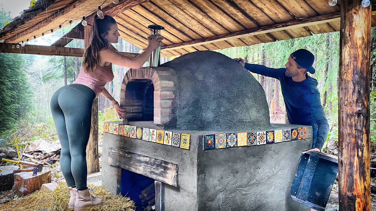 TIMELAPSE - DIY Wood Fired BRICK  COB PIZZA OVEN - Start to Finish