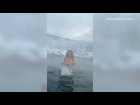Video: Farrah Abraham flaunts enhanced figure in an Alaskan hot spring