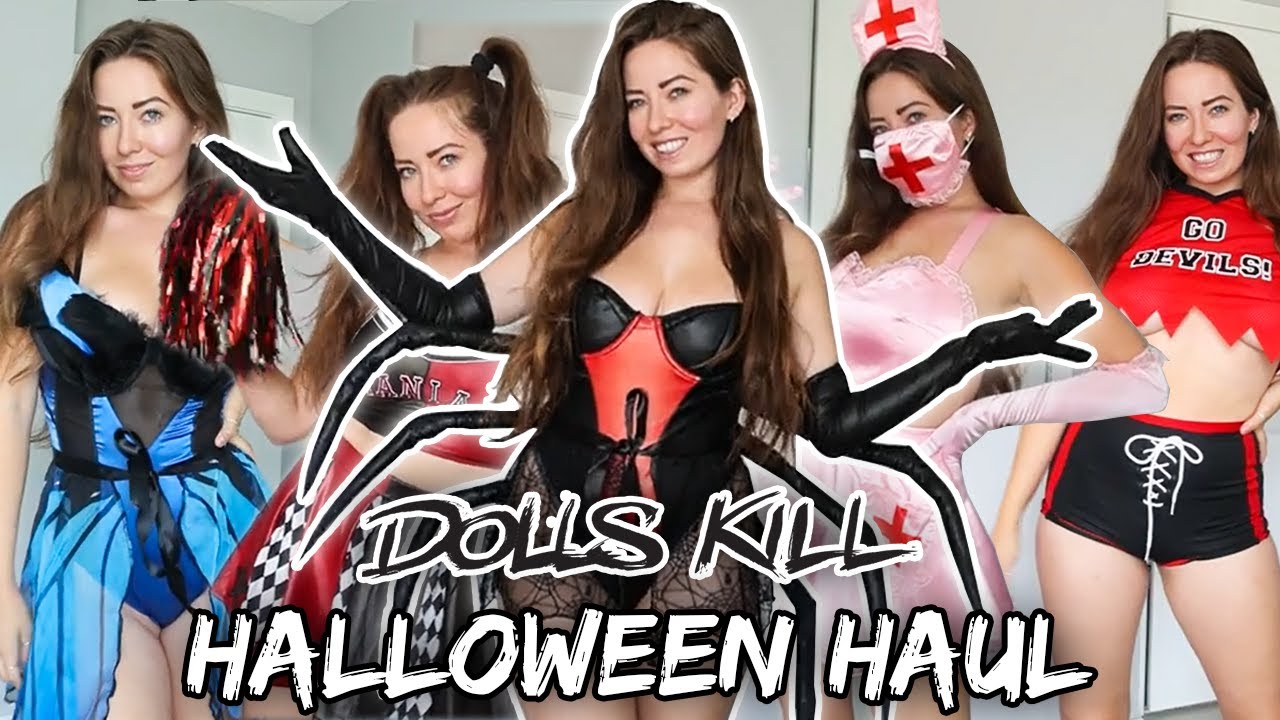 TRYING ON DOLLSKILL HALLOWEEN COSTUMES... Cute or too much ??