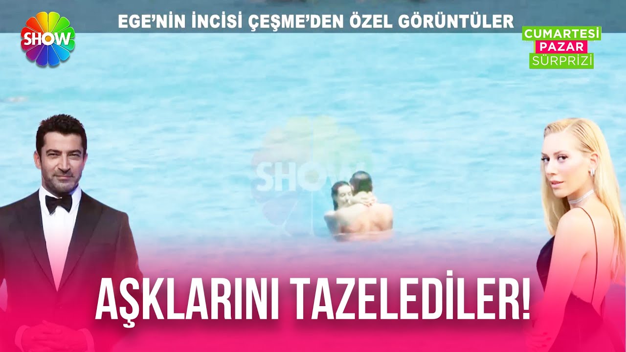 Sinem Kobal ve eşi Kenan İmirzalıoğlu Çeşme denizinde aşk yaşarken görüntülendi