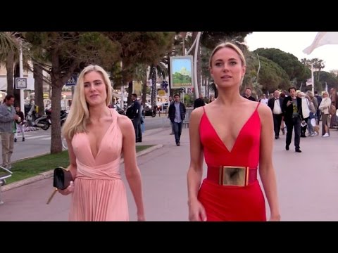 EXCLUSIVE: Kimberly Garner walking down the croisette in a beautiful red dress in Cannes