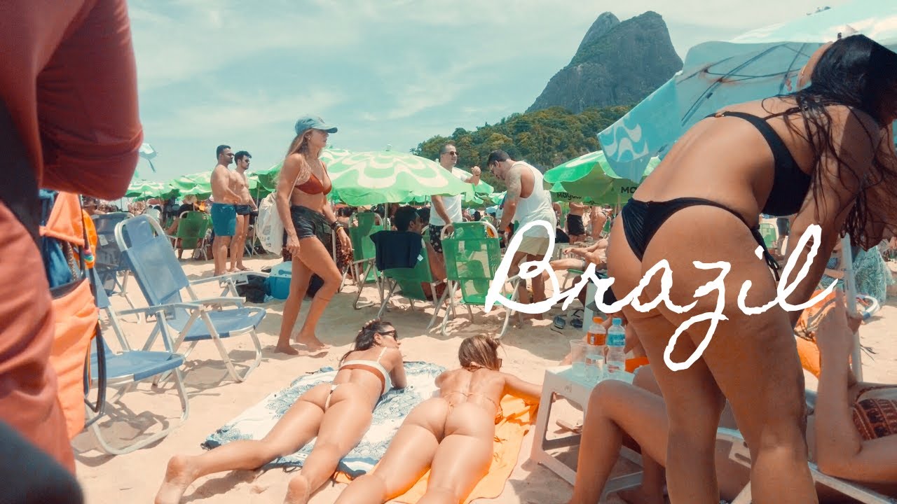 Rio de Janeiro Brazil Beach Walk 4k Leblon Beach Carnival Party 2023 ????????