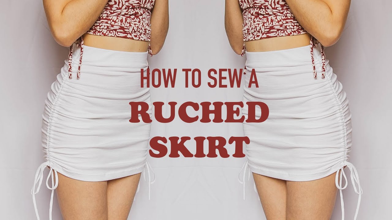 Make a ruched mini skirt with drawstrings DIY | How so sew a mini skirt sewing tutorial