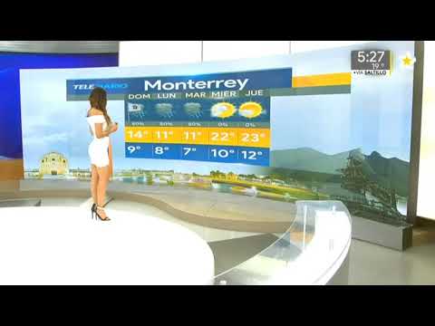 Evelyn Alvarez BUENÍSIMA minifalda blanca SEXY y tacones clima cuerpo completo