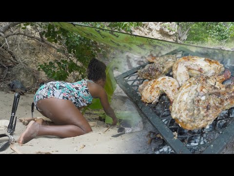 Outdoor Cooking Jerk Chicken & Festival | Jamaica Beach