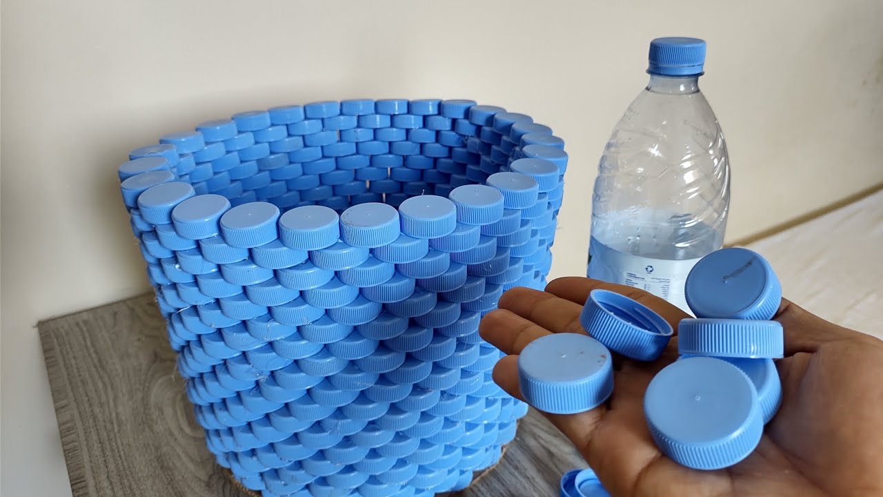 LAUNDRY BASKET FROM PLASTIC BOTTLE CAP | VERY EASY DIY PLASTİC RECYCLE IDEAS | ARTS  CRAFTS