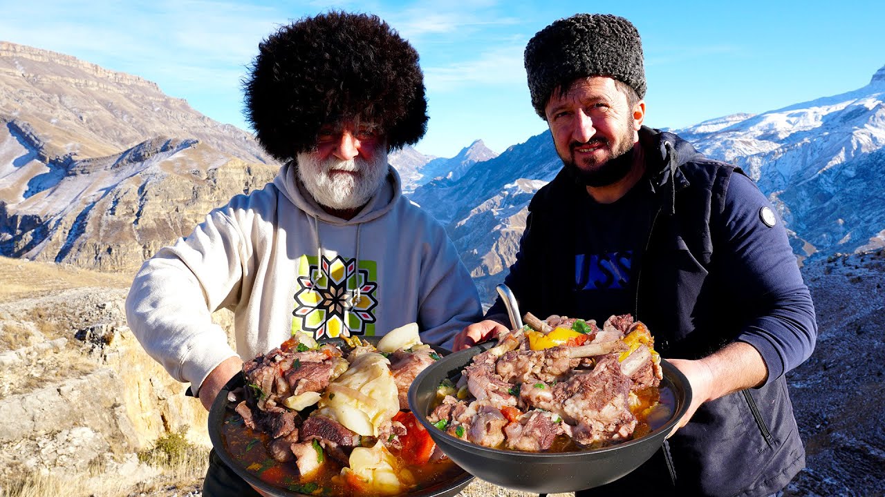 Dinner In DAGESTAN Mountains. Caucasian Mountains Village Life