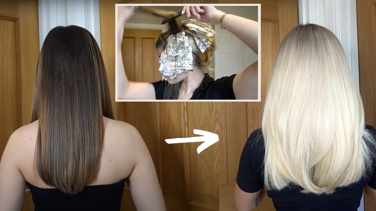 BLEACHING MY HAIR BROWN TO BLONDE at home EXTREME transformation