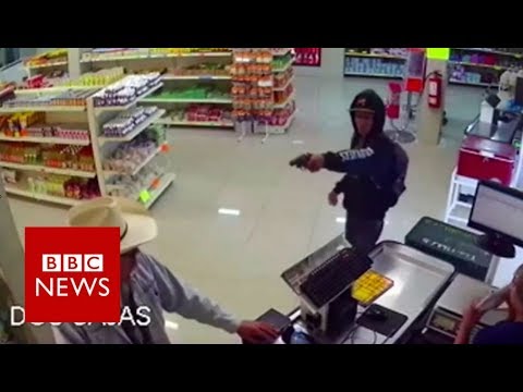 Moment mexican 'cowboy' stopped armed robbery