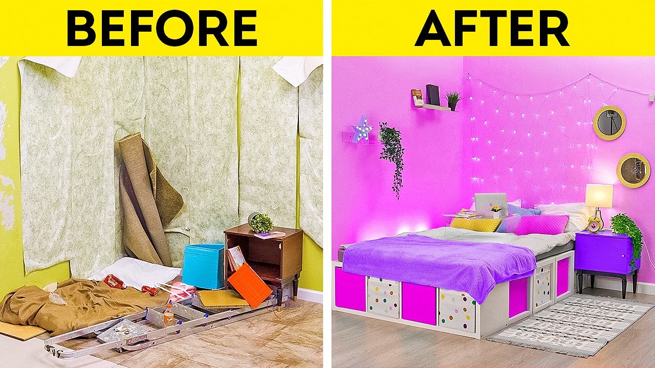 EXTREME ROOM MAKEOVER    Cool Home Decorating Hacks