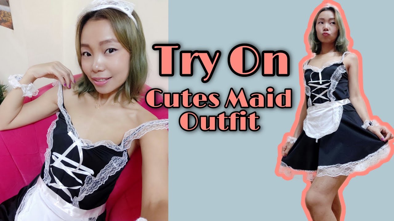 ASIAN GIRL TRY ON MAID OUTFIT**