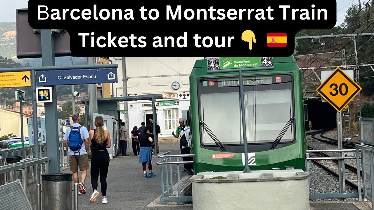 Barcelona to Montserrat monastery train, station guidance views,& tour ????????  4K