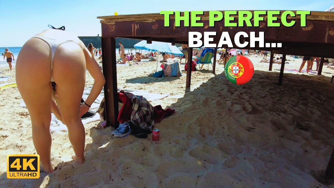 HOT DAY IN PRAİA DA TORRE BEACH WALK - HOT SUMMER PORTUGAL 2023 - 4K