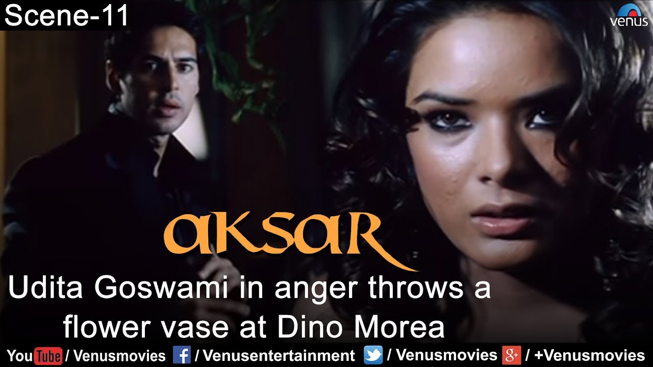 Udita Goswami in anger throws a flower vase at Dino Morea (Aksar)